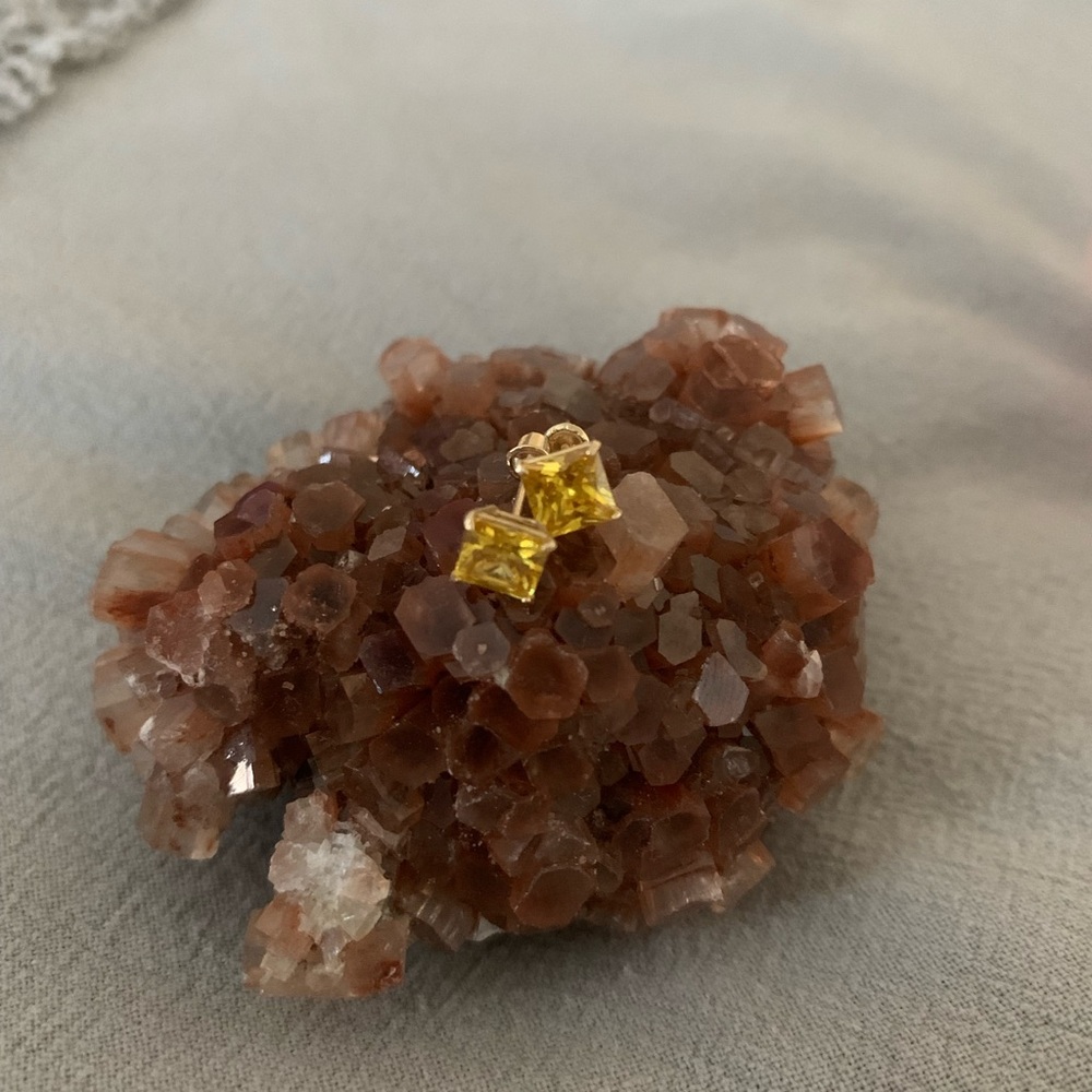 14k Solid Gold and Citrine Earrings